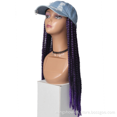 Twist Hair Wigs Synthetic Black Hat Attached hat With Baseball Hat With Goddess Locs Wig